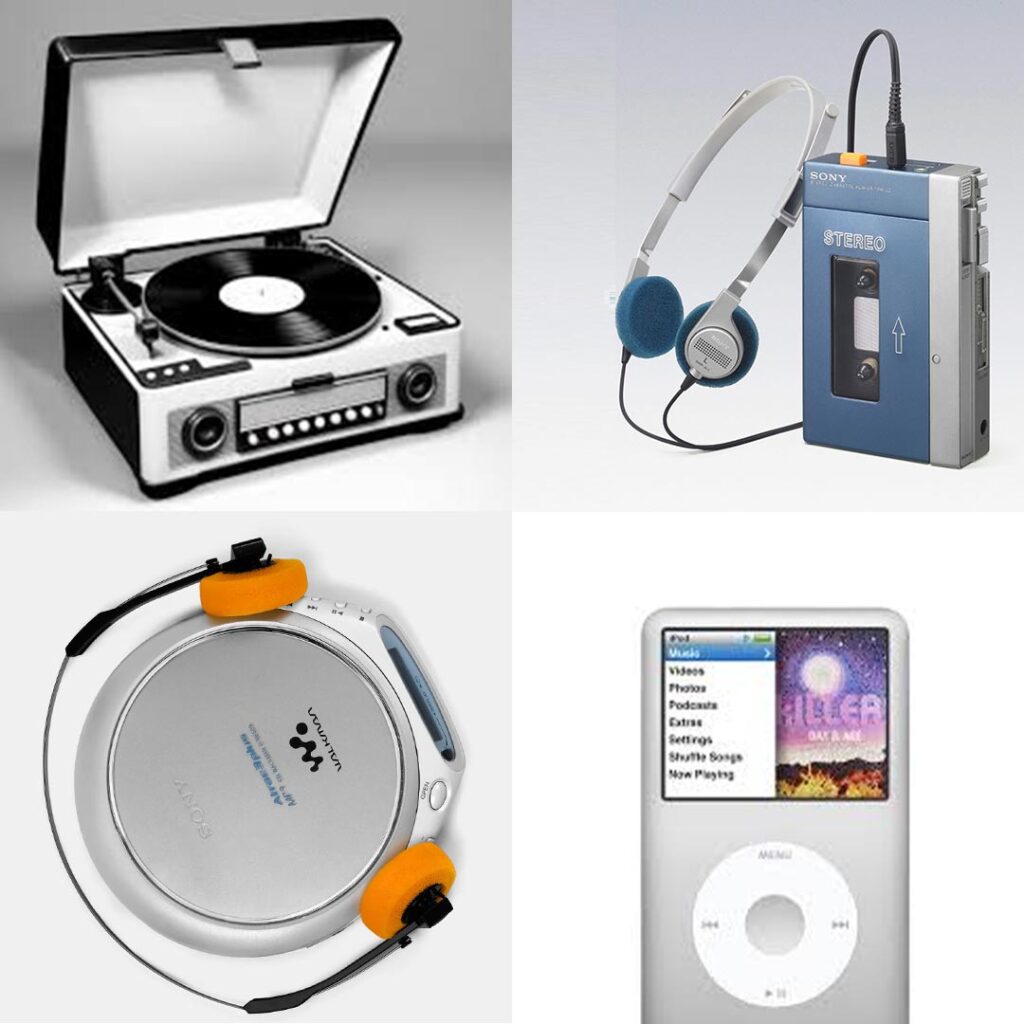 [1] Record Player[2] Stereo[3] Walkman[4] Ipod